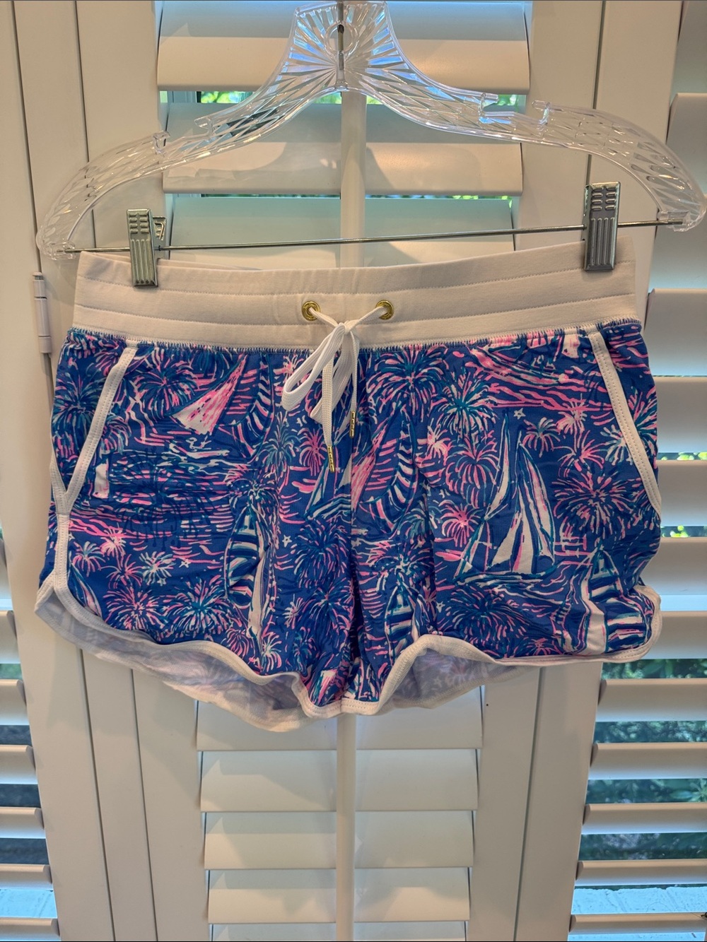 Lilly Pulitzer Trysta Knit Shorts in Boca Blue "It's a Sailabration"